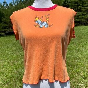 Y2K Self Esteem Turtle Orange Large Baby Tee